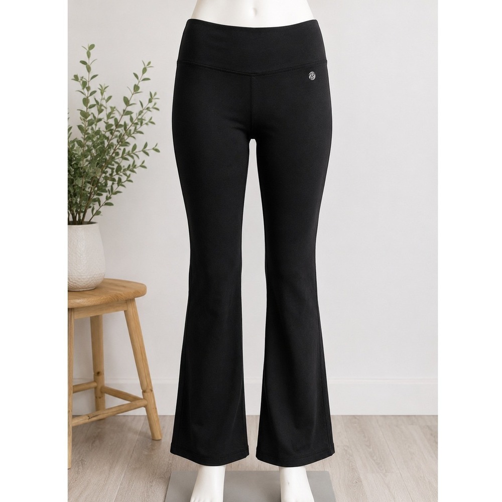 Bally Total Fitness Womens Yoga Pants Black High Waist Flare Medium